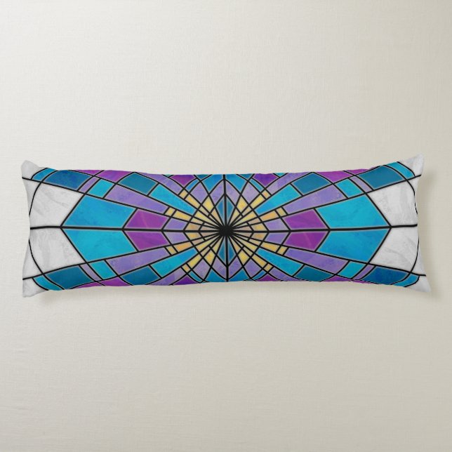 Stain Glass Ray Blue and Purple Body Cushion (Back)