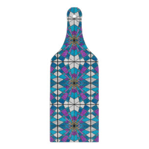 Stain Glass Ray Blue and Purple Cutting Board