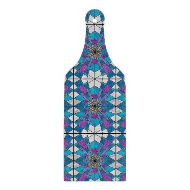 Stain Glass Ray Blue and Purple Cutting Board (Front)