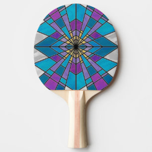 Stain Glass Ray Blue and Purple Ping Pong Paddle