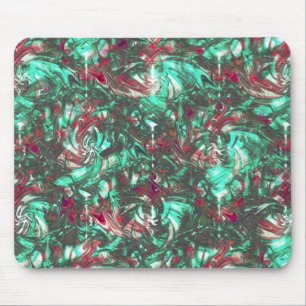 Stained aquamarine and red, soiled with dull black mouse mat