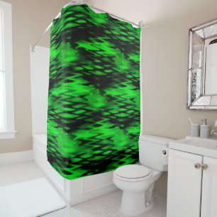 Stained black and green forming abstract zigzag shower curtain