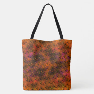 Stained coral or brown ember and 3D or triangles Tote Bag