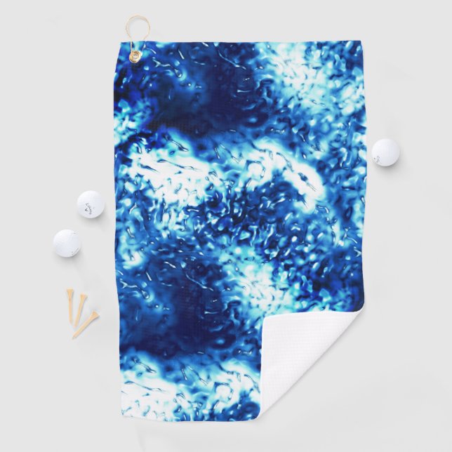 Stained flashy blue looks like frosted glass  golf towel (InSitu)