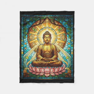 Stained Gl Buddha Zen Buddhism Spiritual Meditatio Fleece Blanket