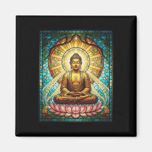 Stained Gl Buddha Zen Buddhism Spiritual Meditatio Magnet