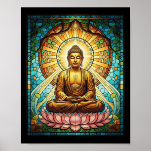 Stained Gl Buddha Zen Buddhism Spiritual Meditatio Poster