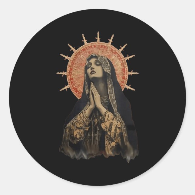 Stained Gl Prayer Faith  Classic Round Sticker (Front)