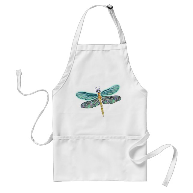 Stained Glass & Abalone Shell Dragonfly Standard Apron (Front)