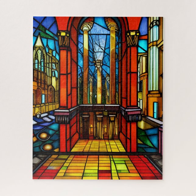 Stained Glass Abbey Digital Art   Jigsaw Puzzle (Vertical)
