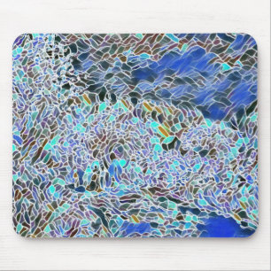 Stained glass abstract art blues lavender  mouse mat