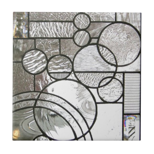 Stained Glass  Abstract Circle square clear Tile (Front)