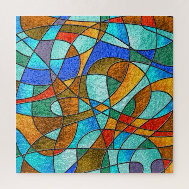 Stained glass: abstract colourful sketch. jigsaw puzzle (Vertical)