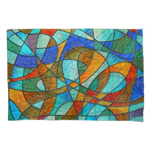 Stained glass: abstract colourful sketch. pillowcase