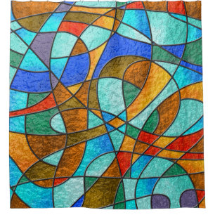Stained glass: abstract colourful sketch. shower curtain