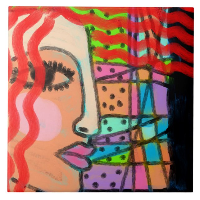 Stained Glass Abstract Digital Painting Tile (Front)