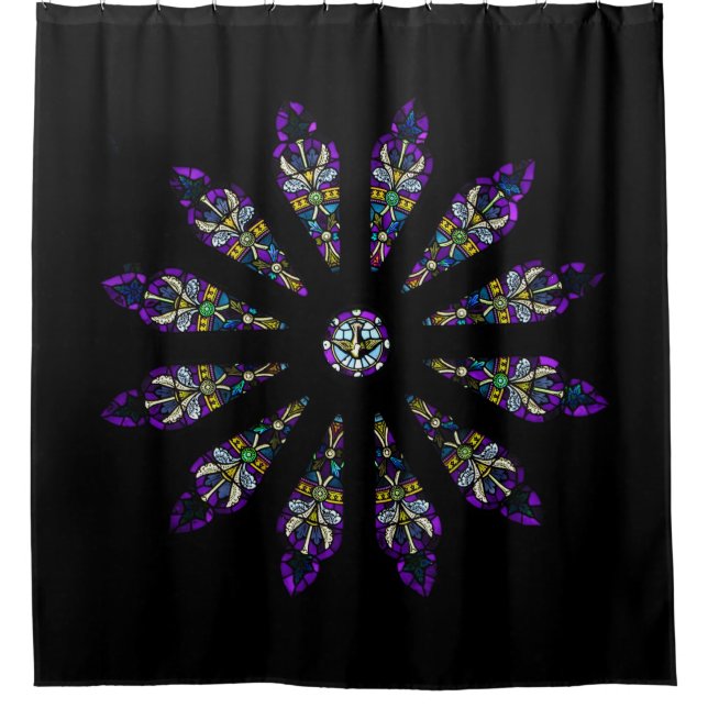 Stained Glass Abstract Mandala Shower Curtain (Front)