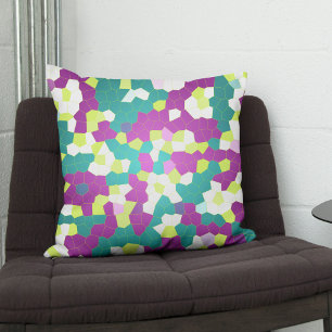 Stained glass abstract mosaic violet lime Pillow