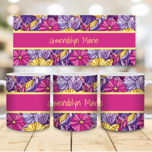 Stained Glass Abstract Purple Yellow Pink Coffee Mug