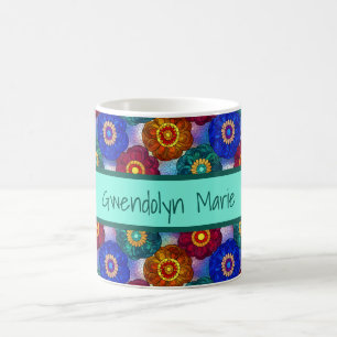 Stained Glass Abstract Red Green Blue Orange Coffee Mug