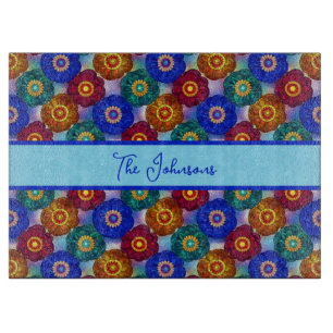 Stained Glass Abstract Red Green Blue Orange Cutting Board