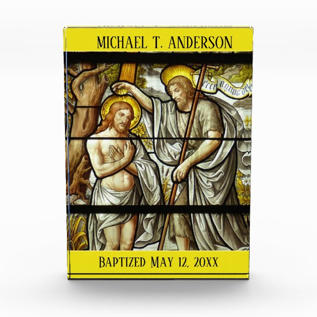 Stained Glass Adult Baptism Jesus St. John Baptist Photo Block (Front)