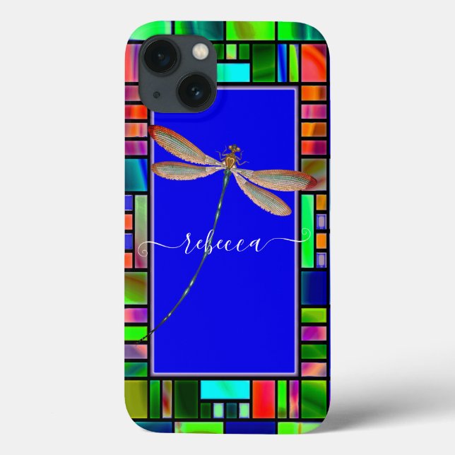 Stained glass and dragonfly personalised  Case-Mate iPhone case (Back)