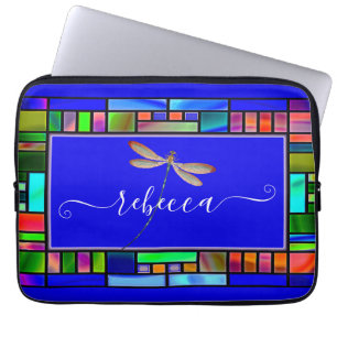 Stained glass and dragonfly personalised  laptop sleeve