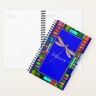 Stained glass and dragonfly personalised planner