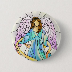 Stained Glass Angel 6 Cm Round Badge