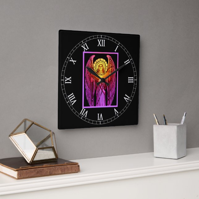Stained Glass Angel Acrylic Wall Clock (Office)