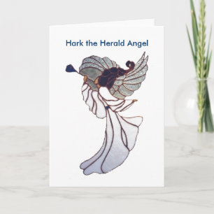 Stained Glass Angel - Blue Trumpet Holiday Card