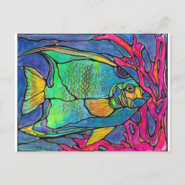 Stained Glass Angel Fish Postcard (Front)
