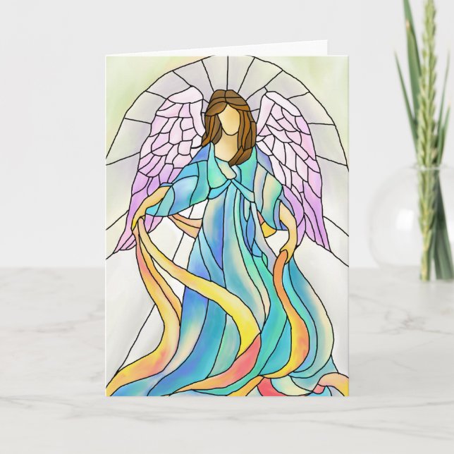 Stained Glass Angel Holiday Card (Front)
