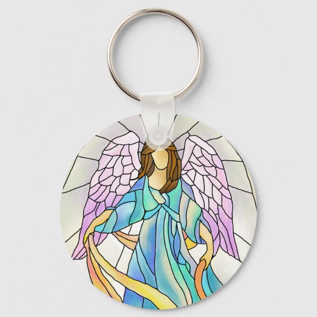 Stained Glass Angel Key Ring (Front)