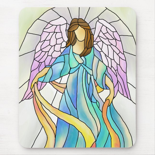 Stained Glass Angel Mouse Mat (Front)