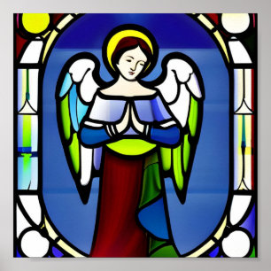 Stained glass angel poster
