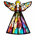 Stained Glass Angel Statue Photo Sculpture Decoration<br><div class="desc">Celebrate the holidays with style with the delightful stained glass angel statue.  Can also be given as a Christmas gift.</div>
