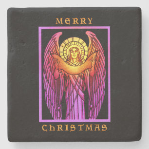 Stained Glass Angel Stone Coaster