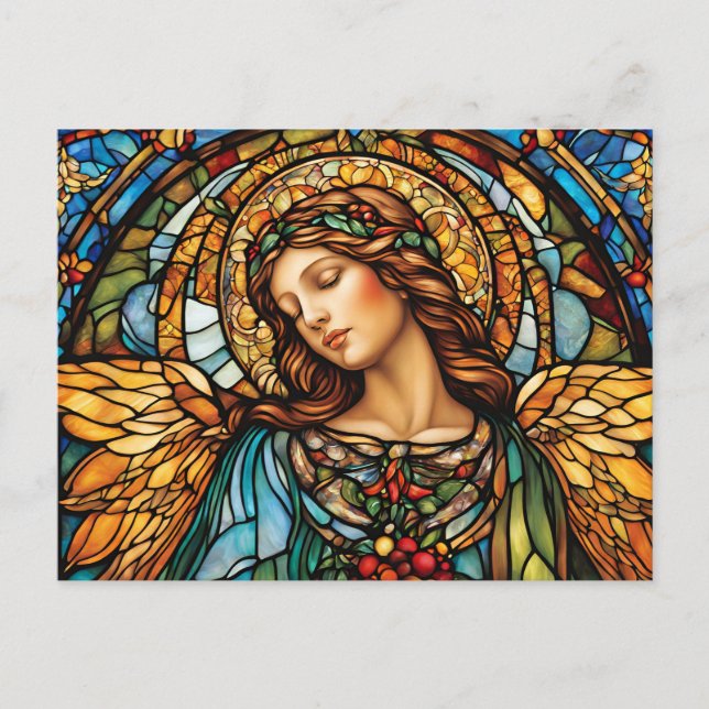Stained Glass Angel with Wings  Postcard (Front)