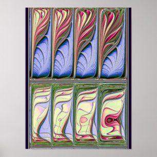 Stained Glass Arch Triptych Abstract Fractal Poster