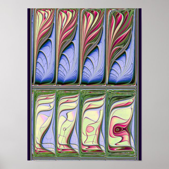 Stained Glass Arch Triptych Abstract Fractal Poster (Front)
