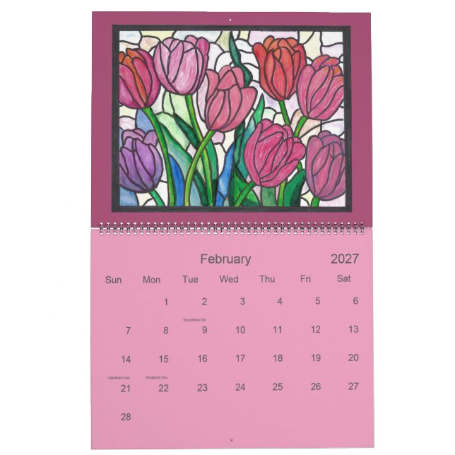 Stained Glass Art Calendar (Feb 2027)