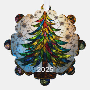 Stained Glass Art Christmas Tree Ornament
