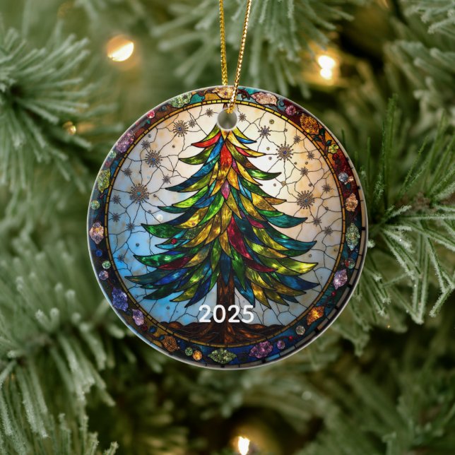 Stained Glass Art Christmas Tree Ornament  (Tree)