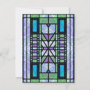 Stained Glass Art Deco in Blue and Purple Postcard