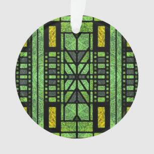Stained Glass Art Deco in Green and Gold Ornament