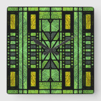 Stained Glass Art Deco in Green and Gold