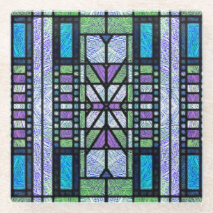 Stained Glass Art Deco in Lilac and Blue Coaster