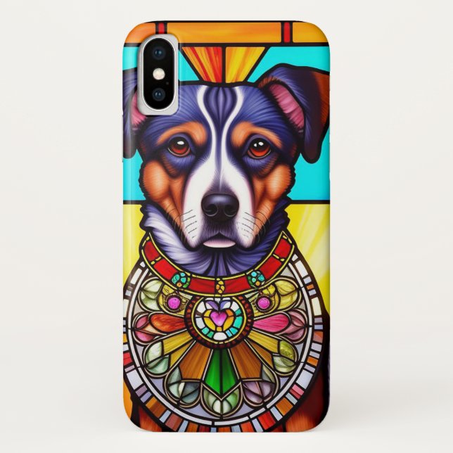 Stained Glass Art Featuring a Dog Portrait Case-Mate iPhone Case (Back)